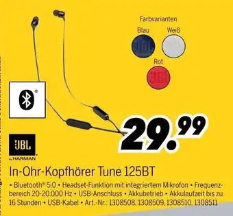 MEDIMAX JBL In-Ohr-Kopfhorer Tune 125BT Angebot