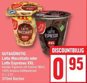 Edeka GUT&GÜNSTIG Latte Macchiato oder Latte Espresso XXL 370ml Becher Angebot