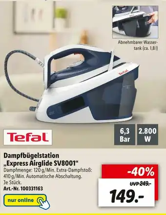 Lidl Tefal dampfbügelstation „express airglide sv8001“ Angebot