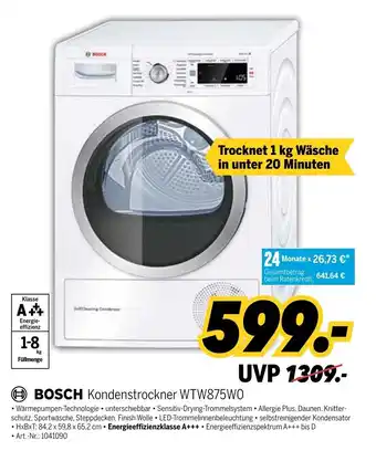 MEDIMAX Bosch Kondenstrockner | WTW875WO Angebot