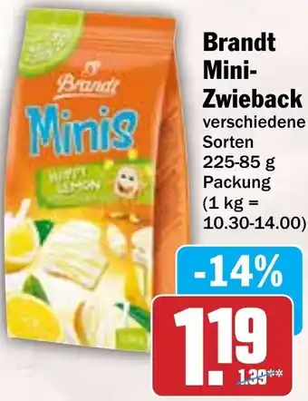 Hit Brandt Mini-Zwieback 225-85 g Packung Angebot