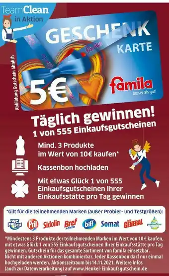 Famila Nord Ost 5 € geschenkkarte Angebot