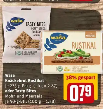 REWE Wasa knäckebrot rustikal oder tasty bites Angebot