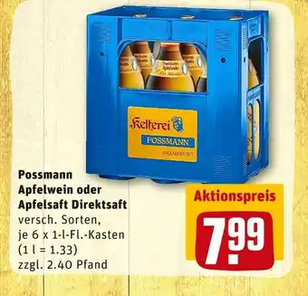 REWE Possmann apfelwein oder apfelsaft direktsaft Angebot