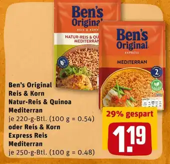 REWE Ben’s original reis & korn natur-reis & quinoa mediterran oder express reis Angebot