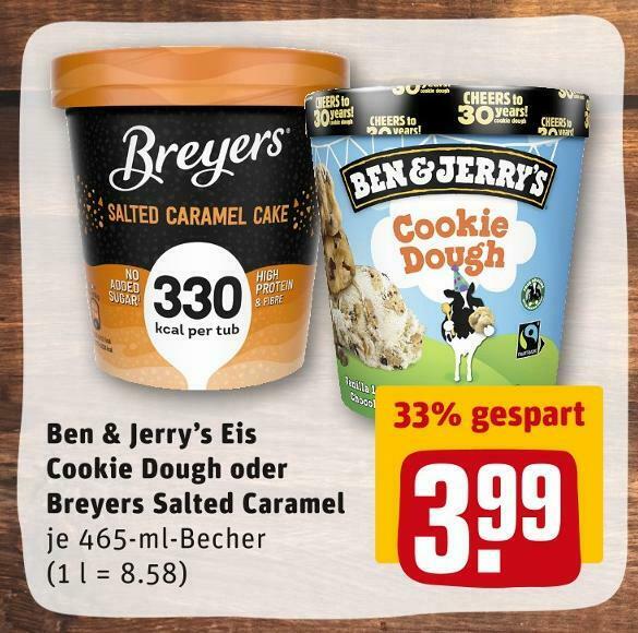 Ben & jerry’s oder breyers eis cookie dough oder salted caramel Angebot