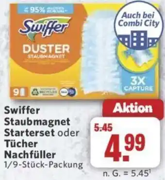 Combi Swiffer Staubmagnet Starterset oder Tücher Nachfüller Angebot