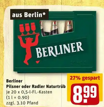 REWE Berliner pilsner oder radler naturtrüb Angebot