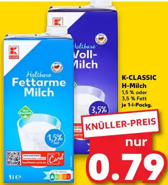 Kaufland K-CLASSIC H-Milch 1 L Packg. Angebot
