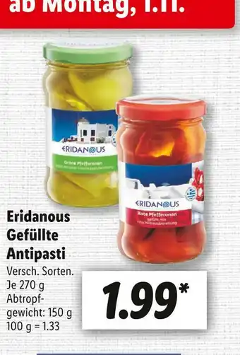 Lidl Eridanous gefüllte antipasti Angebot