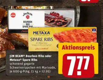 REWE Jim beam oder metaxa bourbon ribs oder spare ribs Angebot