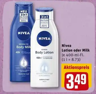 REWE Nivea lotion oder milk Angebot