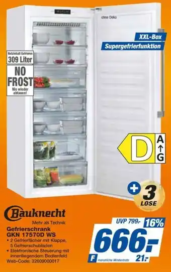 HEM Expert Bauknecht Gefrierschrank GKN 17570D WS Angebot
