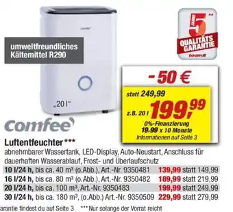 toom Baumarkt Comfee Luftentfeuchter Angebot