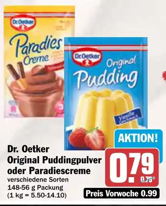 AEZ Dr. Oetker Original Puddingpulver oder Paradiescreme Angebot