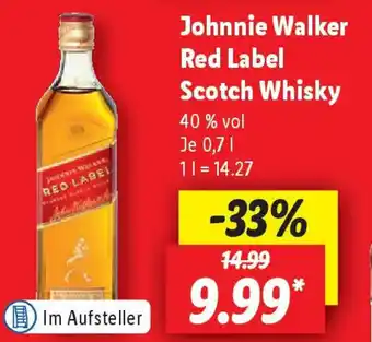 Lidl Johnnie Walker Red Label Scotch Whisky 40 % vol 700ml Angebot