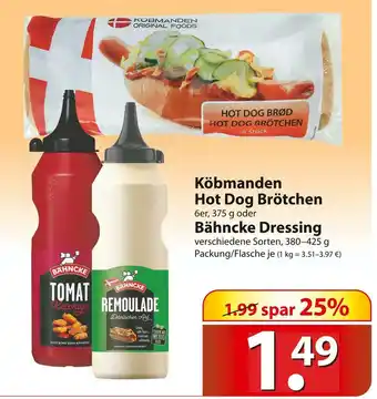 Famila Nord Ost Köbmanden hot dog brötchen oder bähncke dressing Angebot