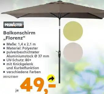 Globus Baumarkt PRIMASTER Balkonschirm „Florenz" Angebot