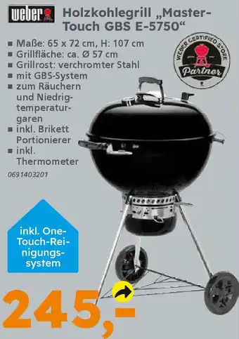 Globus Baumarkt Weber Holzkohlegrill „Master Touch GBS E-5750" Angebot