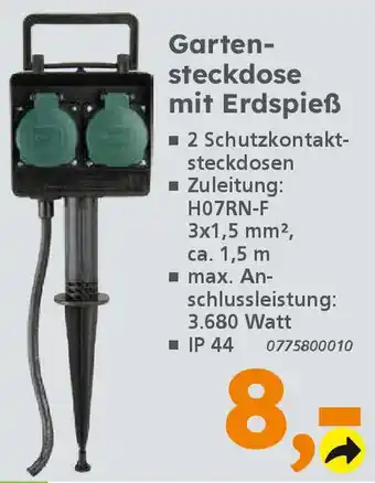Globus Baumarkt Gartensteckdose mit Erdspieẞ Angebot
