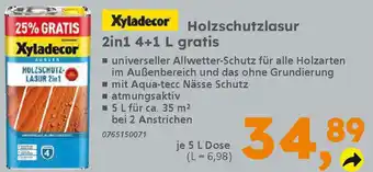 Globus Baumarkt Xyladecor Holzschutzlasur 2in1 4+1 L gratis Angebot