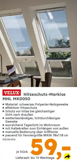 Globus Baumarkt VELUX Hitzeschutz-Markise MHL MK0050 Angebot
