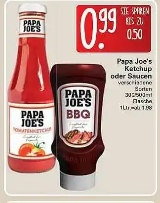 WEZ Papa Joe's Ketchup Oder Saucen Angebot