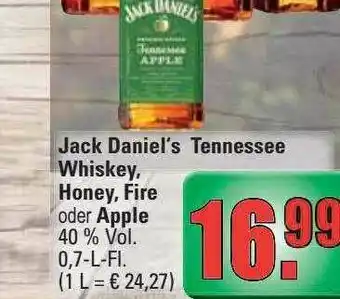 Profi Getränke Jack Daniels Tennessee Whiskey, Honey, Fire Oder Apple Angebot