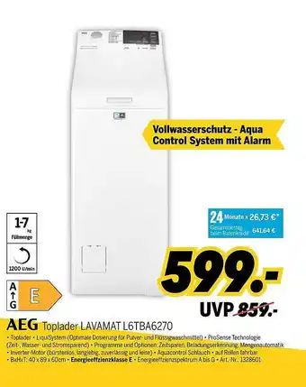 MEDIMAX Aeg Toplader Lavamat L6tba6270 Angebot