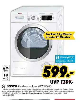 MEDIMAX Bosch Kondenstrockner Wtw875wo Angebot