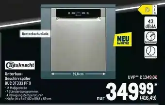 METRO Baucknecht Unterbau Geschirrspüler BUC 3T333 PF X Angebot