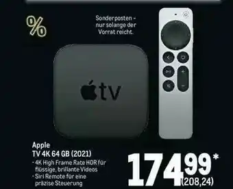 METRO Apple Tv 4k 64gb 2021 Angebot