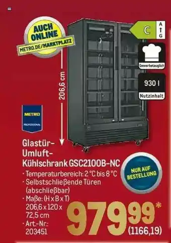 METRO Metro Professional Glastür-umluft-kühlschrank Gsc2100b-nc Angebot