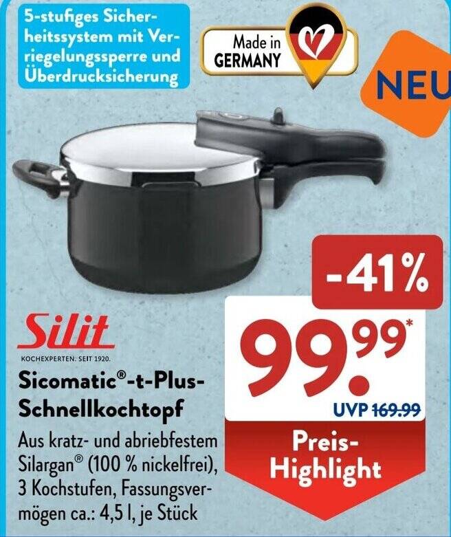 Silit -8605174811 Sicomatic econtrol Autocuiseur 4.5 L Sans panier