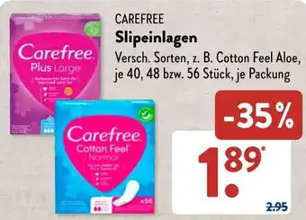 Aldi Süd CAREFREE Slipeinlagen Angebot