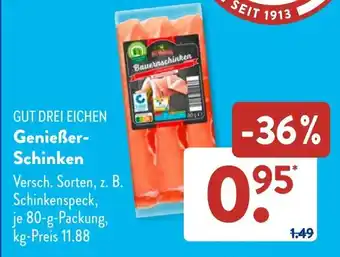 Aldi Süd GUT DREI EICHEN Genießer- Schinken 80 g Packung Angebot