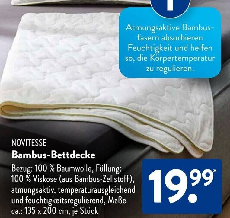 NOVITESSE Bambus-Bettdecke Angebot bei Aldi Sd