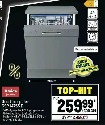 METRO Amica Geschirrspüler Gsp14755e Angebot