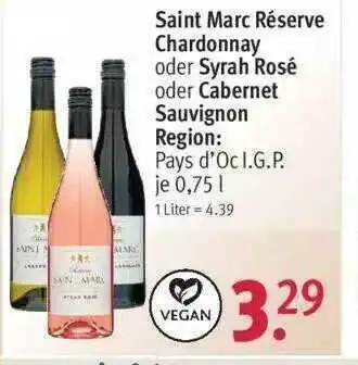 Rossmann Saint Marc Réserve Chardonnay Oder Syrah Rosé Oder Cabernet Sauvignon Region Angebot