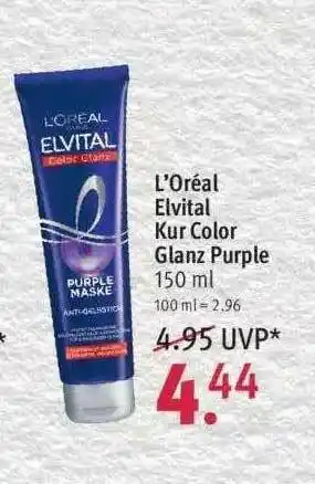 Rossmann L'oréal Elvital Kur Color Glanz Purple Angebot