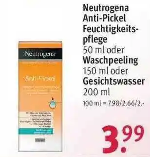 Rossmann Neutrogena Anti-pickel Feuchtigkeitspflege Oder Waschpeeling Oder Gesischtswasser Angebot