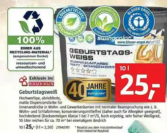 Bauhaus Geburtstagsweiß Angebot