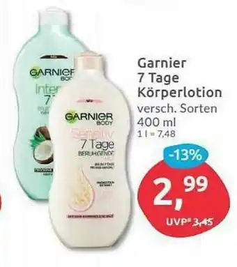 Budni Garnier 7 Tage Körperlotion Angebot