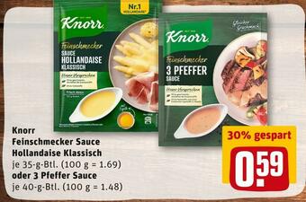 REWE Knorr feinschmecker sauce hollandaise klassisch oder 3 pfeffer sauce Angebot