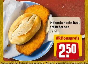 REWE Hähnchenschnitzel im brötchen Angebot