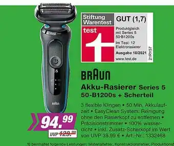 EP Braun Akku-rasierer Series 5 50-b1200s + Scherteil Angebot