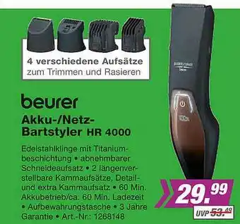 EP Beurer Akku- Oder Netz-bartstyler Hr4000 Angebot