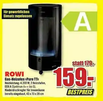 B1 Discount Baumarkt Rowi Gas-heizofen „pure Tt” Angebot