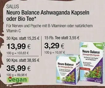 Vitalia Salus Neuro Balance Ashwaganda Kapseln Oder Bio Tee Angebot