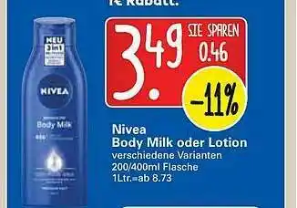 WEZ Nivea Body Milk Oder Lotion Angebot